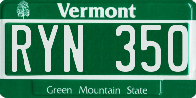 VT license plate RYN350