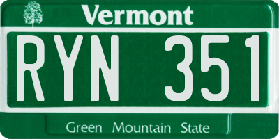 VT license plate RYN351