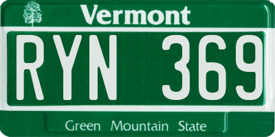VT license plate RYN369