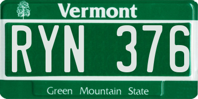 VT license plate RYN376