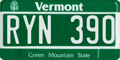 VT license plate RYN390