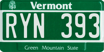 VT license plate RYN393