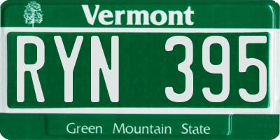 VT license plate RYN395
