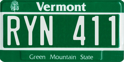 VT license plate RYN411