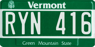 VT license plate RYN416