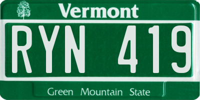 VT license plate RYN419