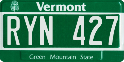 VT license plate RYN427