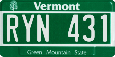 VT license plate RYN431