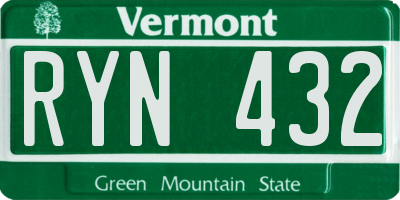 VT license plate RYN432