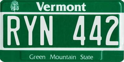 VT license plate RYN442