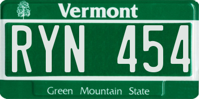 VT license plate RYN454