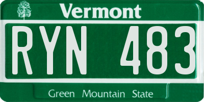 VT license plate RYN483