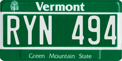 VT license plate RYN494