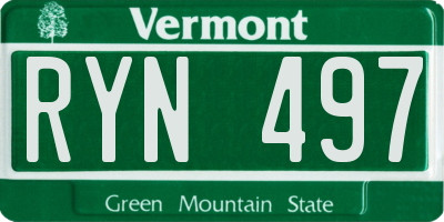 VT license plate RYN497