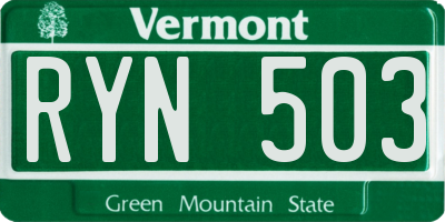 VT license plate RYN503