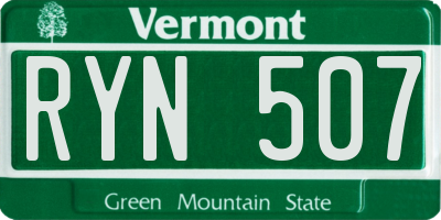 VT license plate RYN507