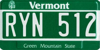 VT license plate RYN512