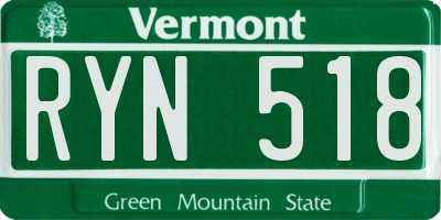 VT license plate RYN518