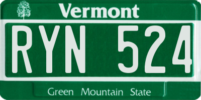 VT license plate RYN524