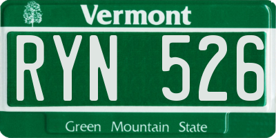 VT license plate RYN526