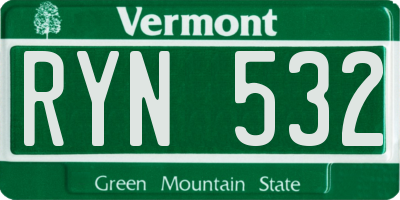 VT license plate RYN532