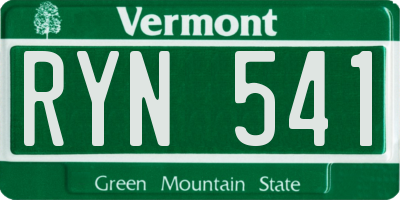 VT license plate RYN541
