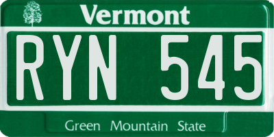 VT license plate RYN545