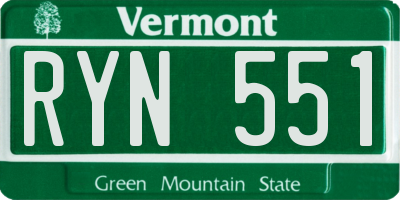 VT license plate RYN551