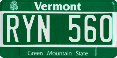 VT license plate RYN560