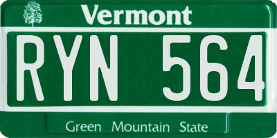 VT license plate RYN564