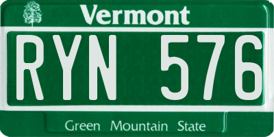VT license plate RYN576