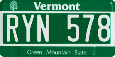 VT license plate RYN578