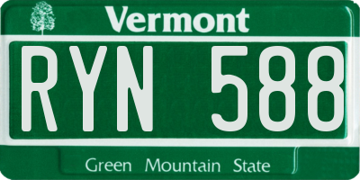 VT license plate RYN588
