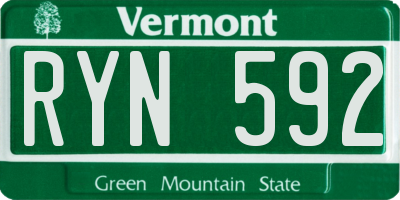 VT license plate RYN592
