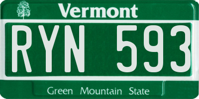 VT license plate RYN593