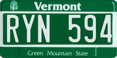 VT license plate RYN594