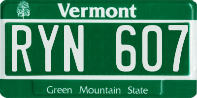 VT license plate RYN607