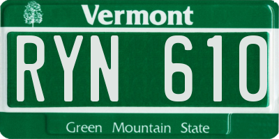 VT license plate RYN610