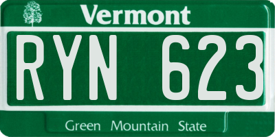 VT license plate RYN623
