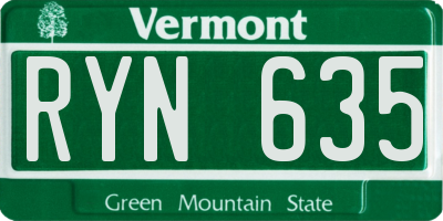 VT license plate RYN635