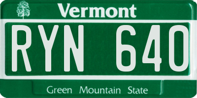 VT license plate RYN640