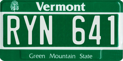 VT license plate RYN641