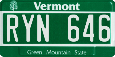 VT license plate RYN646