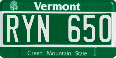VT license plate RYN650