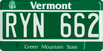 VT license plate RYN662
