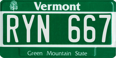 VT license plate RYN667