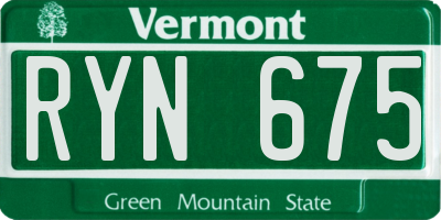 VT license plate RYN675