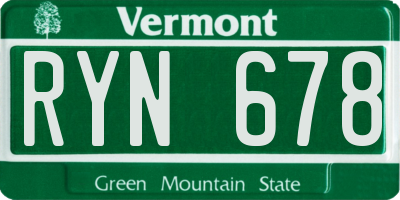 VT license plate RYN678
