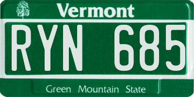 VT license plate RYN685