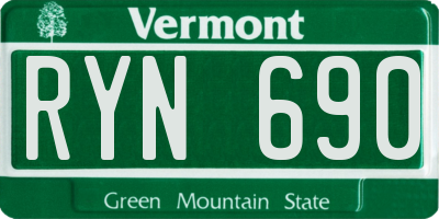 VT license plate RYN690